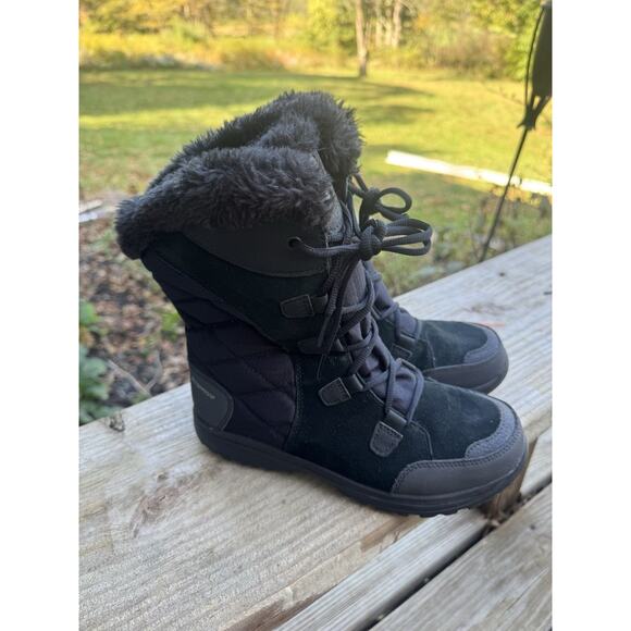 Columbia Women's 8 Ice Maiden II Black Waterproof Lace-Up Winter Snow Boots - Picture 1 of 8